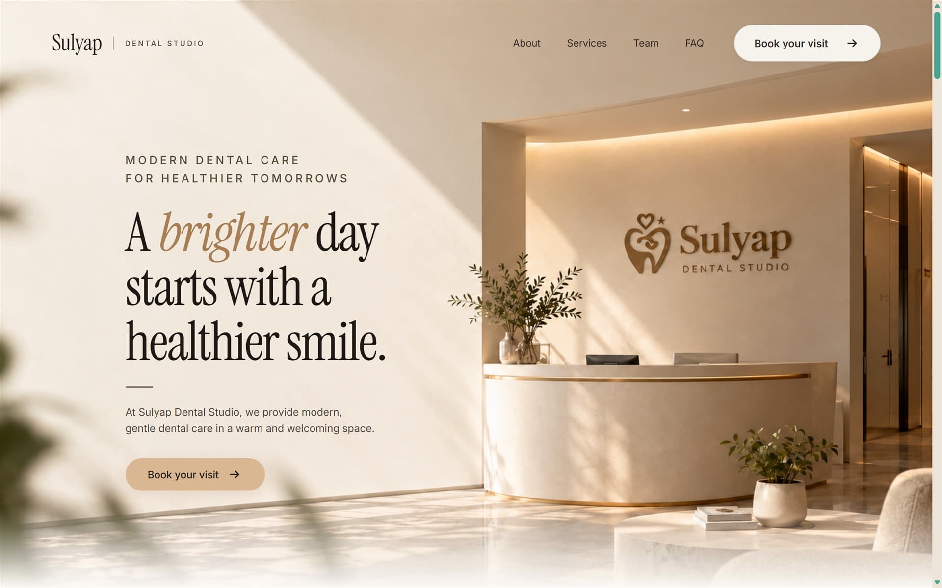 Sulyap Dental Studio — website hero interface capture